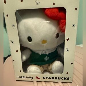 Starbucks Hello Kitty Plush with Red Bow and Green Apron